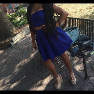 Blue two piece skirt set
